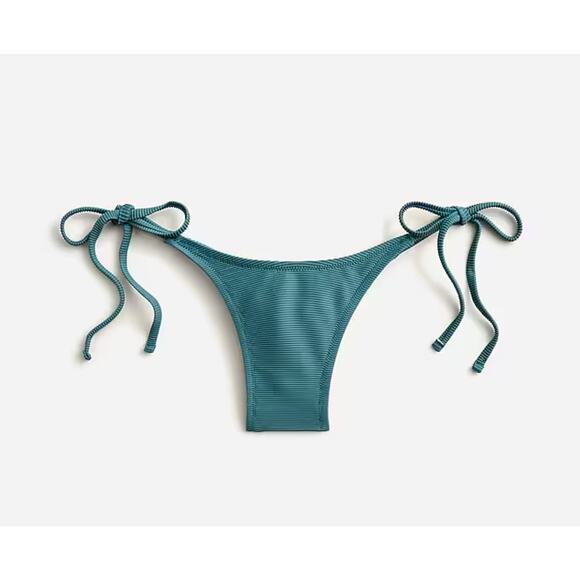 J. Crew Ribbed Curved-Waist Cheeky String Bikini Swim Bottoms M Medium New - Picture 1 of 7